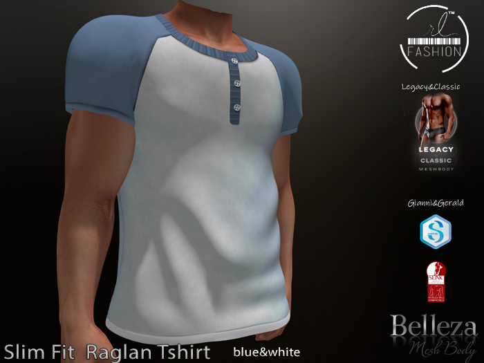 Slim Fit  Raglan Tshirt Blue&White