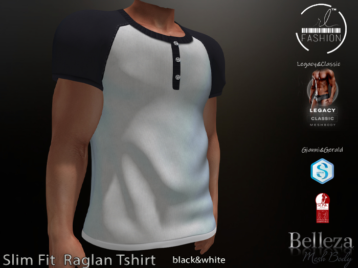 Slim Fit  Raglan Tshirt Black&White