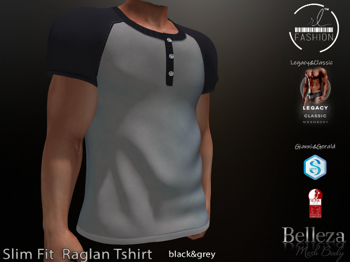 Slim Fit  Raglan Tshirt Black&Grey
