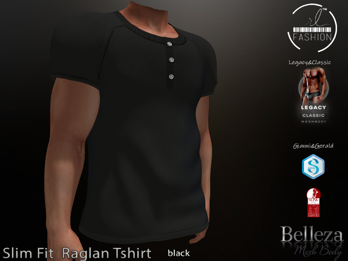 Slim Fit  Raglan Tshirt Black