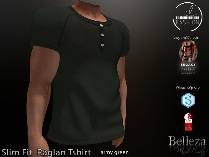 Slim Fit  Raglan Tshirt Army Green