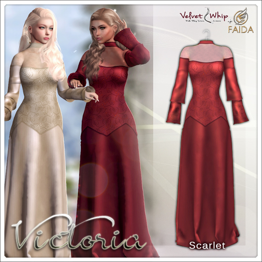 Faida + [V/W] Victoria Scarlet - Elegant Satin & Lace Gown for Maitreya, Legacy.