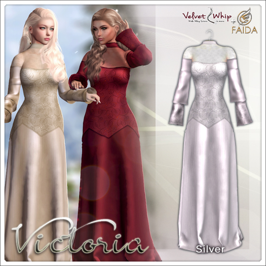 Faida + [V/W] Victoria Silver - Elegant Satin & Lace gown for Maitreya, Legacy.