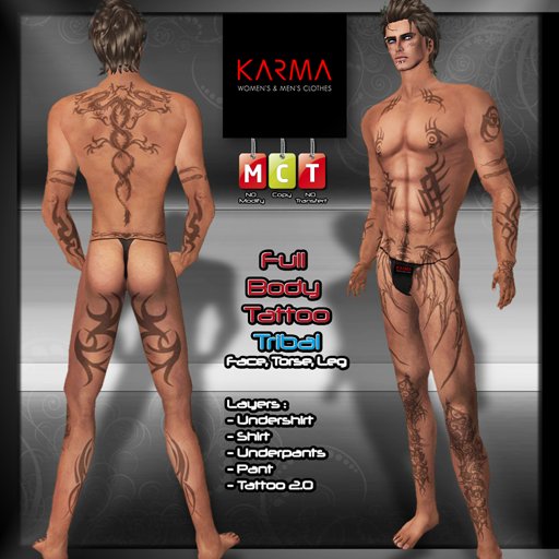 Karma - Male Full Body Tattoo TRIBAL