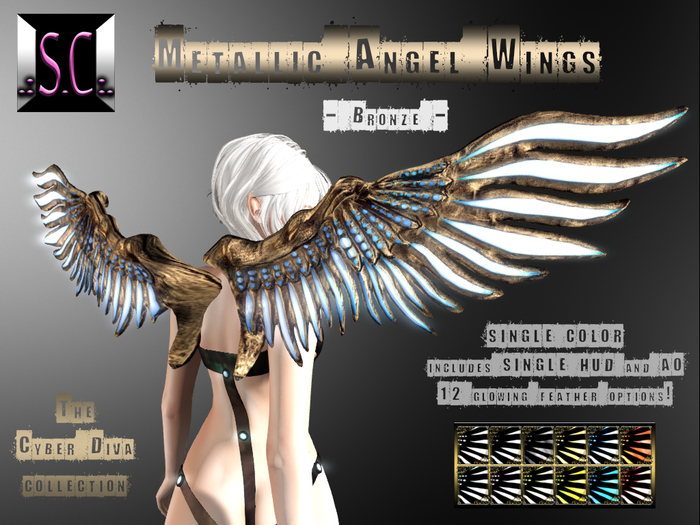 .:S.C:. Cyber Diva - Metallic Angel Wings - SINGLE - Bronze