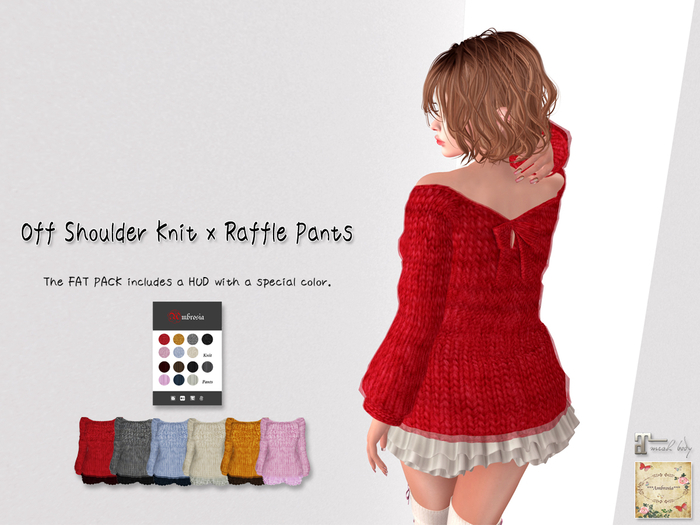 ***Ambrosia***Off Shoulder Knit x Raffle Pants[FAT]