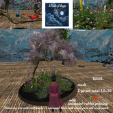 Flowering tree patch with wildflowers & animated Birds & rabbit