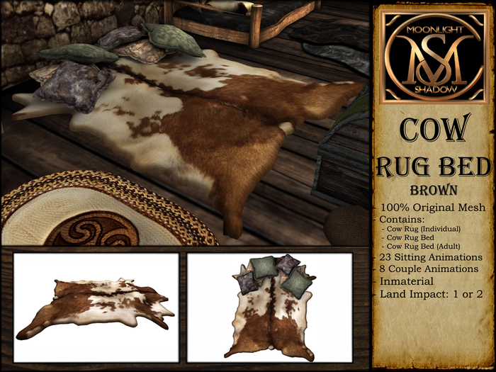"Moon_Sha" Cow Rug Bed - Brown (Boxed)