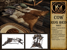"Moon_Sha" Cow Rug Bed - Grey (Boxed)