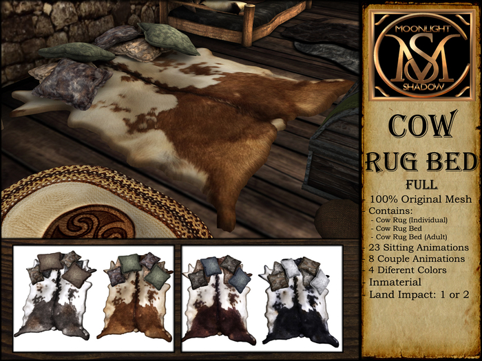 "Moon_Sha" Cow Rug Bed - FULL (Boxed)