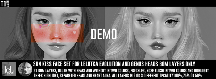 TOP1SALON - SUN KISS SET (Lelutka Evolution + Genus)  BOM DEMO