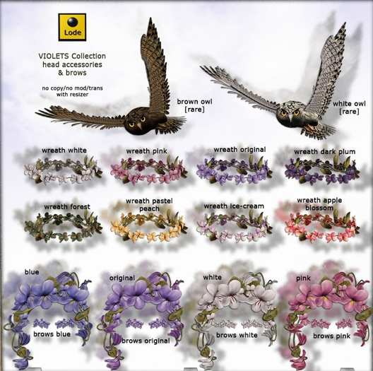 RARE! *LODE* Head Accessory - Violets Brown Owl RARE