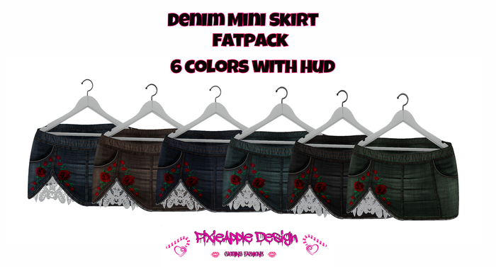 Denim Mini Skirt Roses and Laces Fatpack with HUD