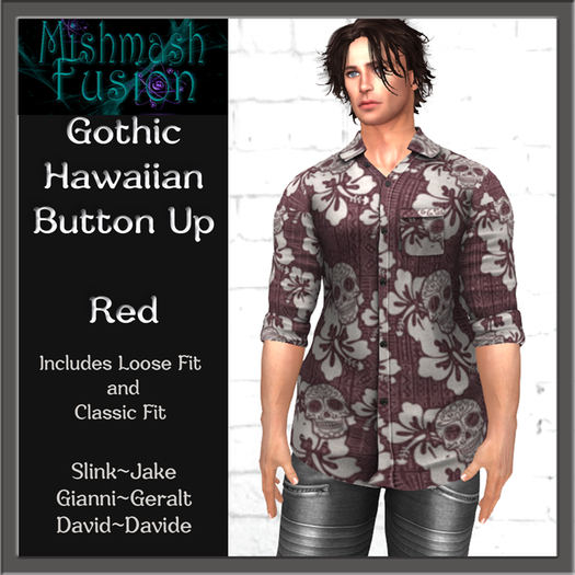 ~*MF*~ Gothic Hawaiian Button Up - Red
