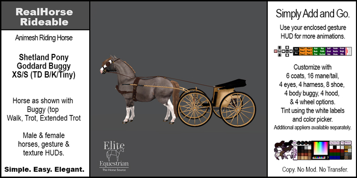 *E* RealHorse Rideable - Shetland Pony Buggy [Add & Click]