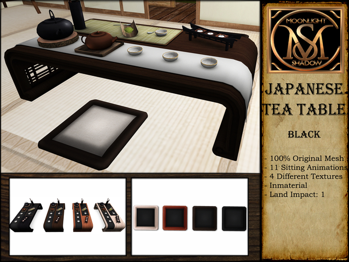 "Moon_Sha" Japanese Tea Table - Black (Boxed)