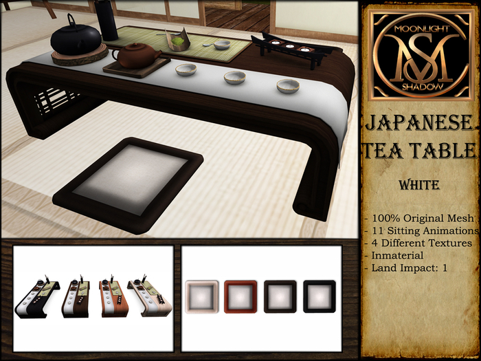 "Moon_Sha" Japanese Tea Table - White (Boxed)