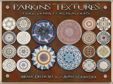 Parkins Textures - Mosaic Decor Set - 20x Full Perm 1024x1024 Alpha - Stone, Ethnic, Temple, Floor, Decoration, Tile