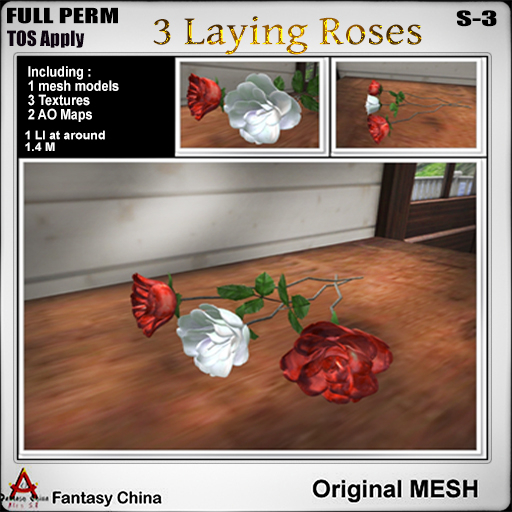 Full Perm 3 Laying Roses s-3 