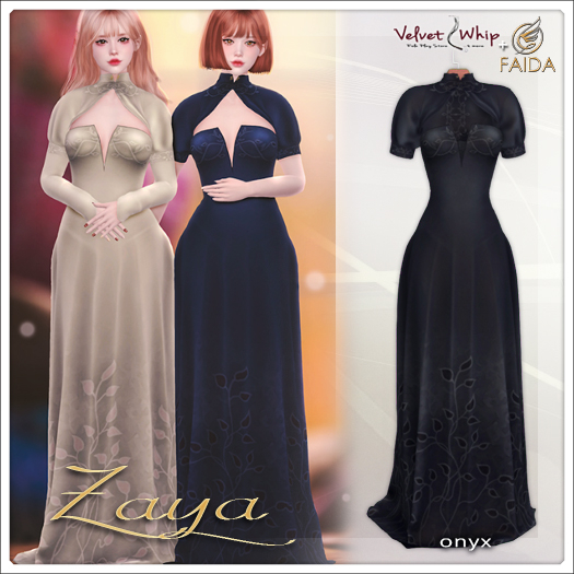 Second Life Marketplace - [V/W] + Faida - Zaya Onyx - Exclusive Medieval  Fantasy halter gown + 2 bolero jackets for Maitreya, Legacy. Mesh dress