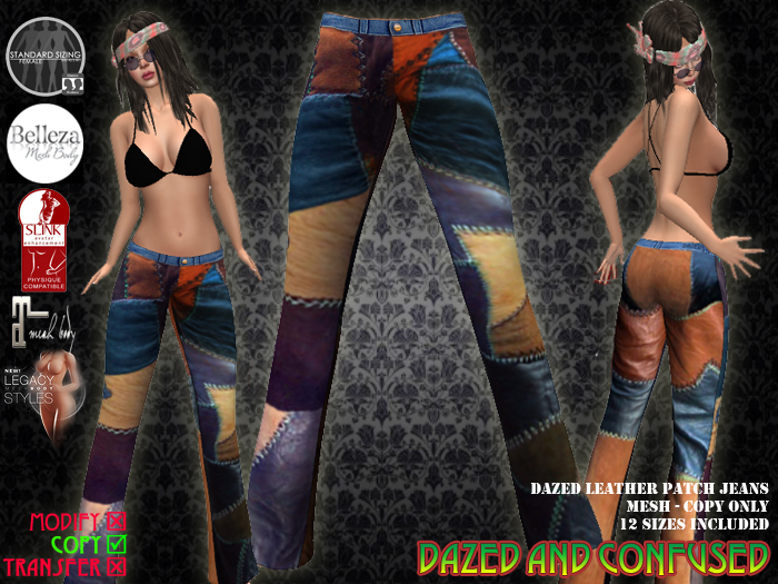 DEMO Dazed Leather Patch Jeans  - Mesh