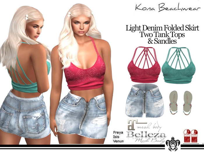 Kona Light Denim Folded Skirt Ourfit