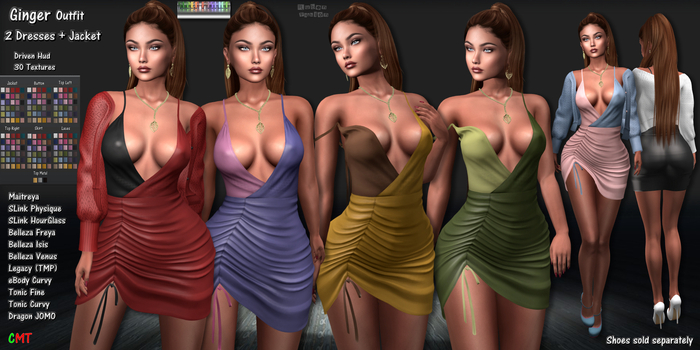 R.F. *GINGER OUTFIT (2 DRESSES + JACKET) with driven hud 30 textures