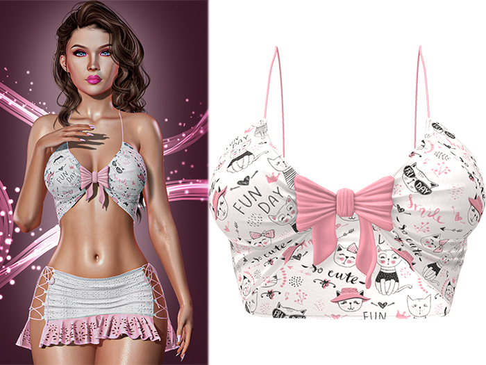 Ashlee Bow Tied Tank Top [Kitty Fun] - Maitreya (+Petite) • Legacy • Freya