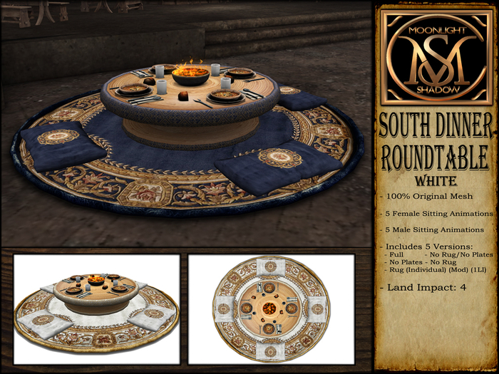 "Moon_Sha" South Dinner Roundtable - White (Boxed)