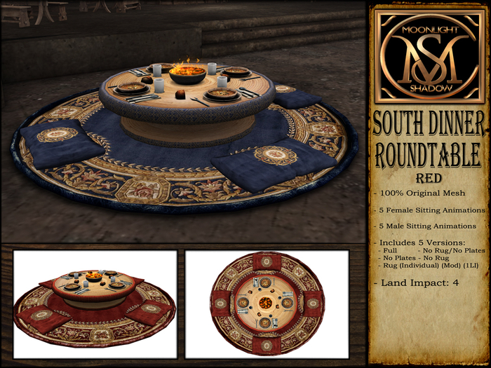 "Moon_Sha" South Dinner Roundtable - Red (Boxed)