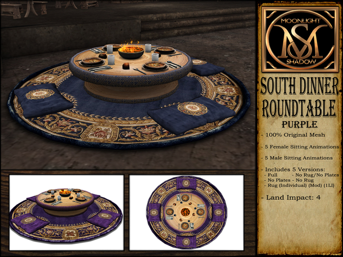 "Moon_Sha" South Dinner Roundtable - Purple (Boxed)