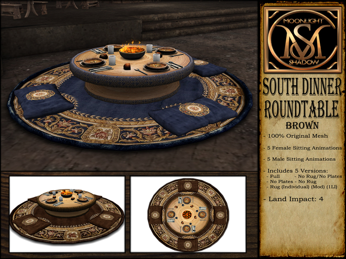 "Moon_Sha" South Dinner Roundtable - Brown (Boxed)