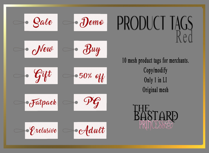 The Bastard Princess - Rectangle Tag Red Text on White