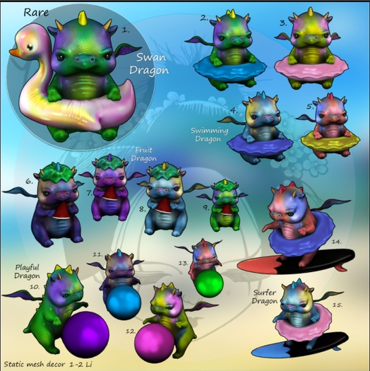 15.Yokai - Dragon summer - Surfer Dragon (blue)