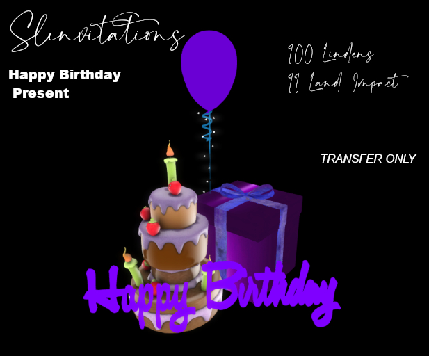 Slinvitations Purple Happy Birthday Present *boxed*