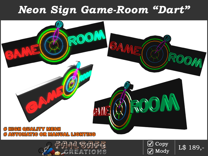Neon Sign Game-Room "Dart" - [DELIVERY CRATE!]