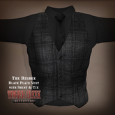 [Timber Creek] Bisbee Men's Shirt, Tie & Vest-Black Plaid-Boxed