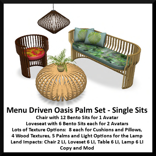 Menu Driven Oasis Palm Set - Single Sits