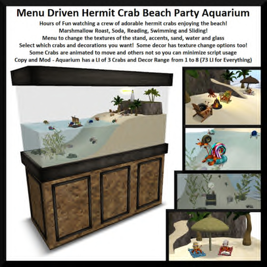 Menu Driven Hermit Crab Beach Party Aquarium - Boxed