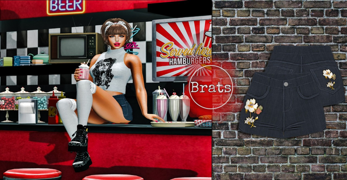 BRATS - Shorts PinUp Rock - Subtle Flower
