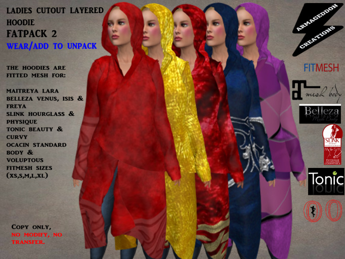 Ladies Asymmetric Cutout Layered Hoodie FATPACK 2