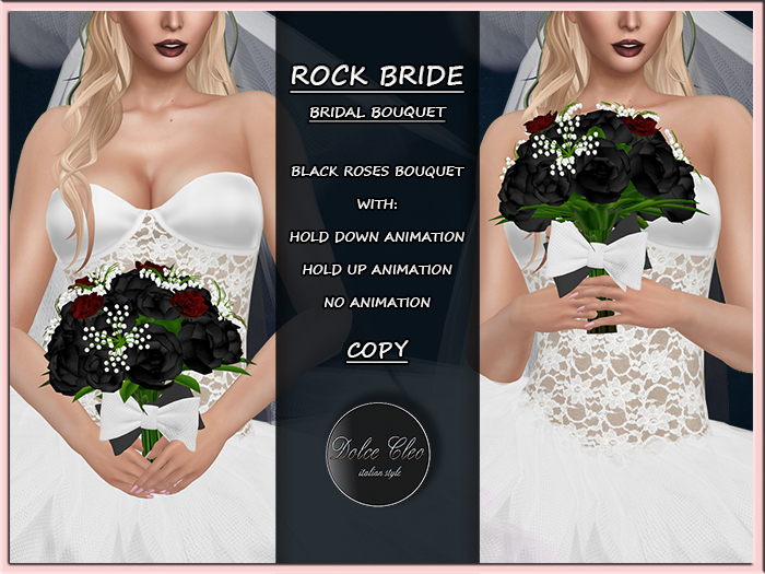 BLACK ROSES BRIDAL BOUQUET ♥ ROCK BRIDE [DEMO]
