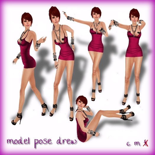 PURPLE POSE DREW - Static Pose Model- Stand , model , pose , photo. FEMALE POSE