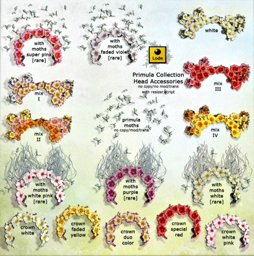 *LODE* Head Accessory - Primula with Moths [purple] RARE