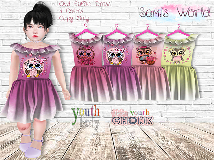 Samis World Owl Ruffle Dress YOUTH/YOUTH CHONK FATPACK