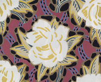 Art Deco Rug or Wall Hanging with White & Gold Flowers