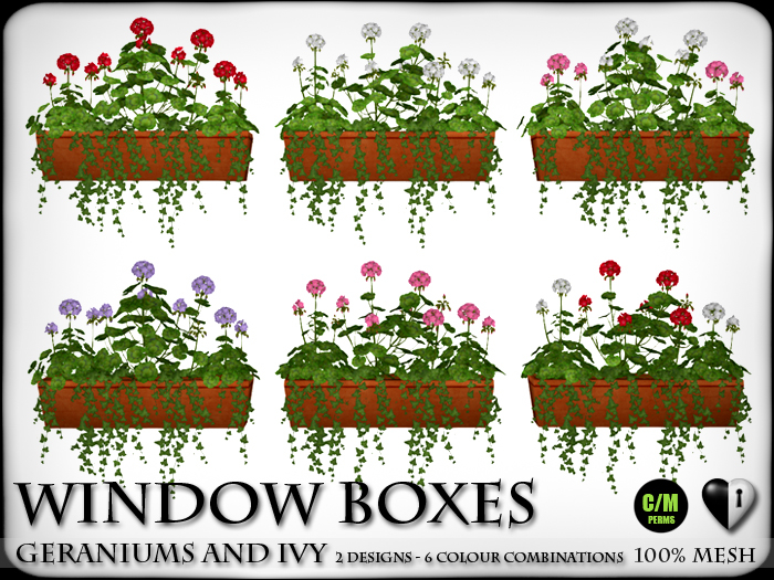 Heart - Garden Decor - Window Boxes - Geraniums & Ivy