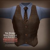 [Timber Creek] Bisbee Men's Shirt, Tie & Vest-Brown Plaid-Box