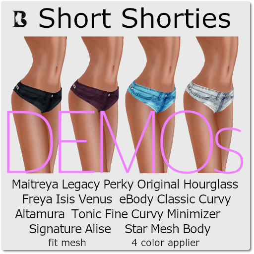 Blackburns Short Shorties 16 Sizes 4 Colors DEMO