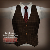 [Timber Creek] Bisbee Men's Shirt, Tie & Vest-Brown Checker-Box